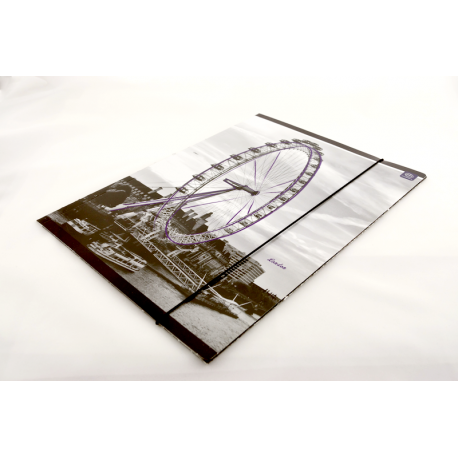 Teczka skrzydłowa A4 z gumką czarna Interdruk LONDON